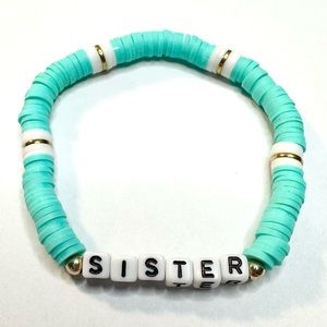 Sister Name Bracelet Beaded Stretchy Gift For Her Heishi Clay Polymer Discs